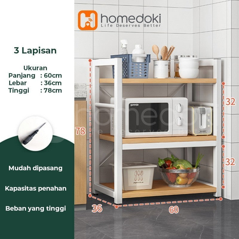 Pekanbaru Homedoki Rak/ Dapur Susun Minimalis Rak /Oven Microwave Bumbu Dapur/ Serbaguna Minimalis/ Kayu Serbaguna Rak