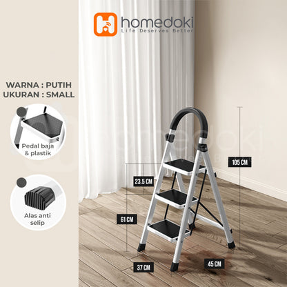 Pekanbaru Homedoki Tangga Rumah Lipat Tangga Besi Lipat 3/4 Step Household Steel Ladder/ Tangga Lipat Aluminium 4 Step Premium Ladder