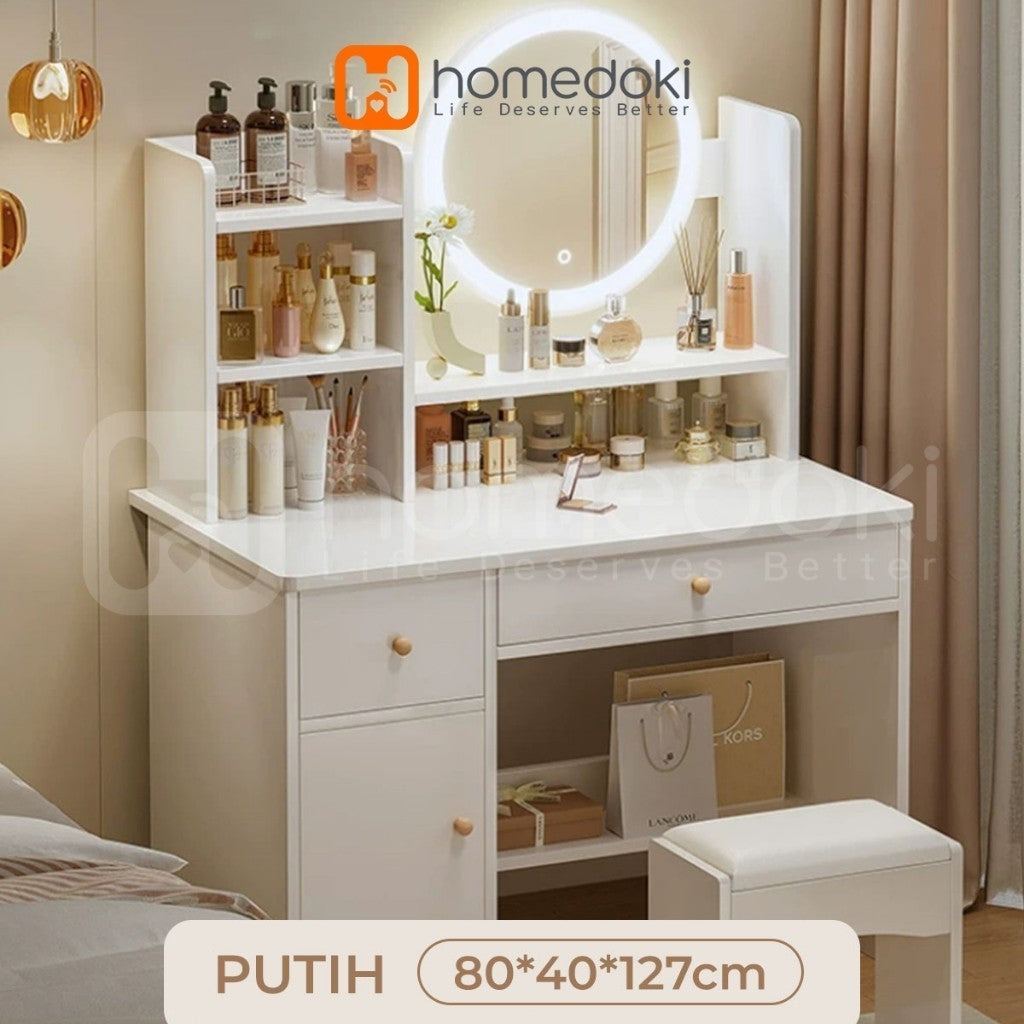Pekanbaru Homedoki Meja Rias Minimalis/Meja Rias Led/Meja Rias Lampu/Meja Rias Aesthetic/Meja Rias Sliding/Meja Make Up