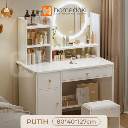 Pekanbaru Homedoki Meja Rias Minimalis/Meja Rias Led/Meja Rias Lampu/Meja Rias Aesthetic/Meja Rias Sliding/Meja Make Up