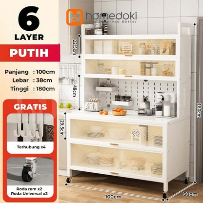 Pekanbaru Homedoki Lemari Dapur Minimalis/Rak Dapur/Lemari Piring/Rak Dapur Serbaguna/Rak Penyimpanan Dapur/Rak Piring Oven Microwave
