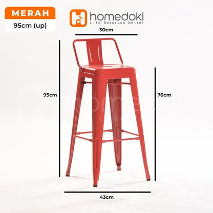 Pekanbaru Homedoki  Kursi Bar Besi/Kursi Makan/ Kursi Persegi Tinggi / Kursi Outdoor