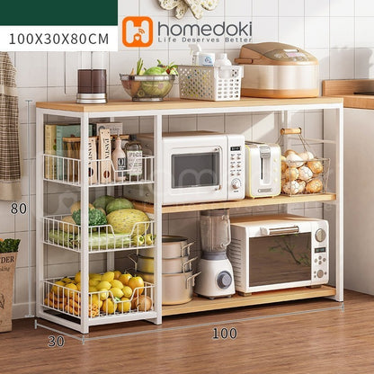 Pekanbaru Homedoki Rak/ Dapur Susun Minimalis Rak /Oven Microwave Bumbu Dapur/ Serbaguna Minimalis/ Kayu Serbaguna Rak