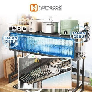 Pekanbaru Homedoki Rak Piring Wastafel / Rak Wastafel Dapur / Rak Di Atas Wastafel / Rak Piring Besi Dapur / Rak Penyimpanan Piring