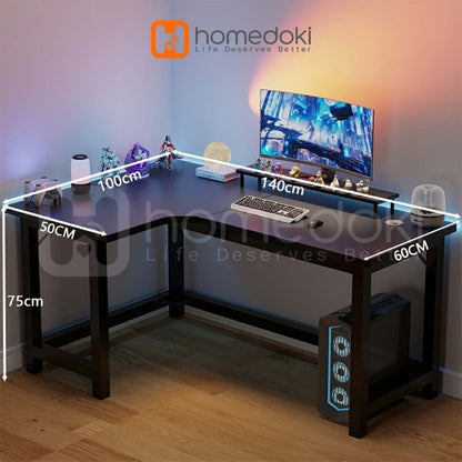 Pekanbaru Homedoki Meja Gaming / L Shaped Meja / Meja Komputer Serat Karbon / Meja Laptop / Meja Komputer Minimalis / Meja Kantor /  Meja Kantor Serbaguna / Meja Kerja / Meja Belajar