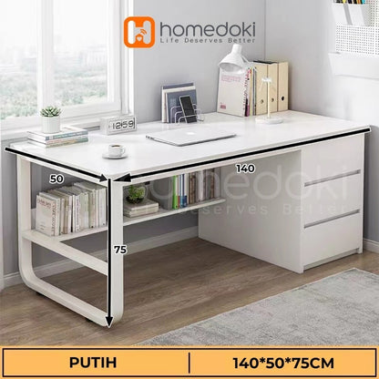 Pekanbaru Homedoki Meja Kantor/Meja Komputer/Meja Kantor Dengan Laci/Meja Kerja Minimalis/120Cm Meja Belajar