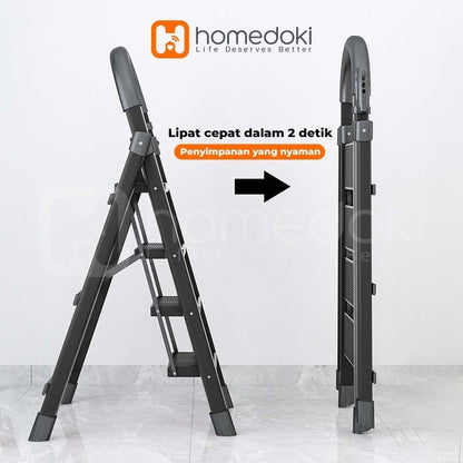 Pekanbaru Homedoki Tangga Rumah Lipat Tangga Besi Lipat 3/4 Step Household Steel Ladder/ Tangga Lipat Aluminium 4 Step Premium Ladder