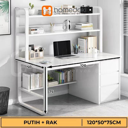 Pekanbaru Homedoki Meja Kantor/Meja Komputer/Meja Kantor Dengan Laci/Meja Kerja Minimalis/120Cm Meja Belajar
