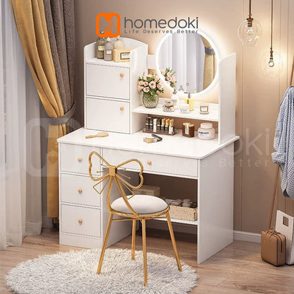 Pekanbaru Homedoki Meja Rias Minimalis/Meja Rias Led/Meja Rias Lampu/Meja Rias Aesthetic/Meja Rias Sliding/Meja Make Up