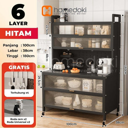 Pekanbaru Homedoki Lemari Dapur Minimalis/Rak Dapur/Lemari Piring/Rak Dapur Serbaguna/Rak Penyimpanan Dapur/Rak Piring Oven Microwave