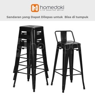 Pekanbaru Homedoki  Kursi Bar Besi/Kursi Makan/ Kursi Persegi Tinggi / Kursi Outdoor