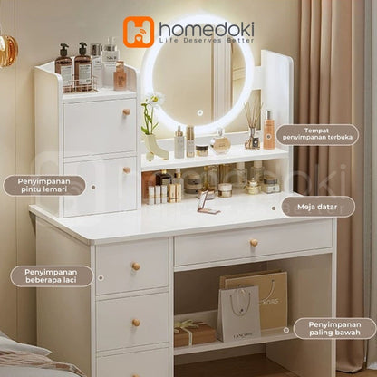 Pekanbaru Homedoki Meja Rias Minimalis/Meja Rias Led/Meja Rias Lampu/Meja Rias Aesthetic/Meja Rias Sliding/Meja Make Up
