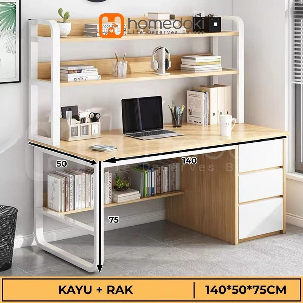 Pekanbaru Homedoki Meja Kantor/Meja Komputer/Meja Kantor Dengan Laci/Meja Kerja Minimalis/120Cm Meja Belajar