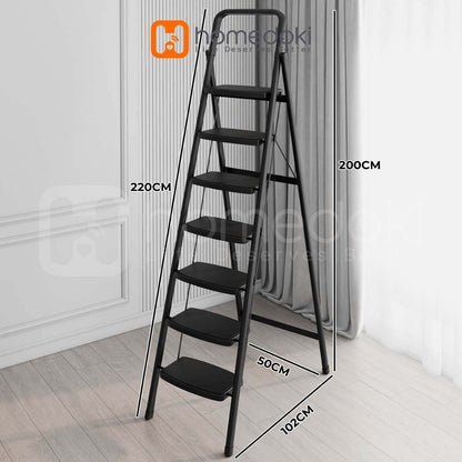 Pekanbaru Homedoki Tangga Rumah Lipat Tangga Besi Lipat 3/4 Step Household Steel Ladder/ Tangga Lipat Aluminium 4 Step Premium Ladder