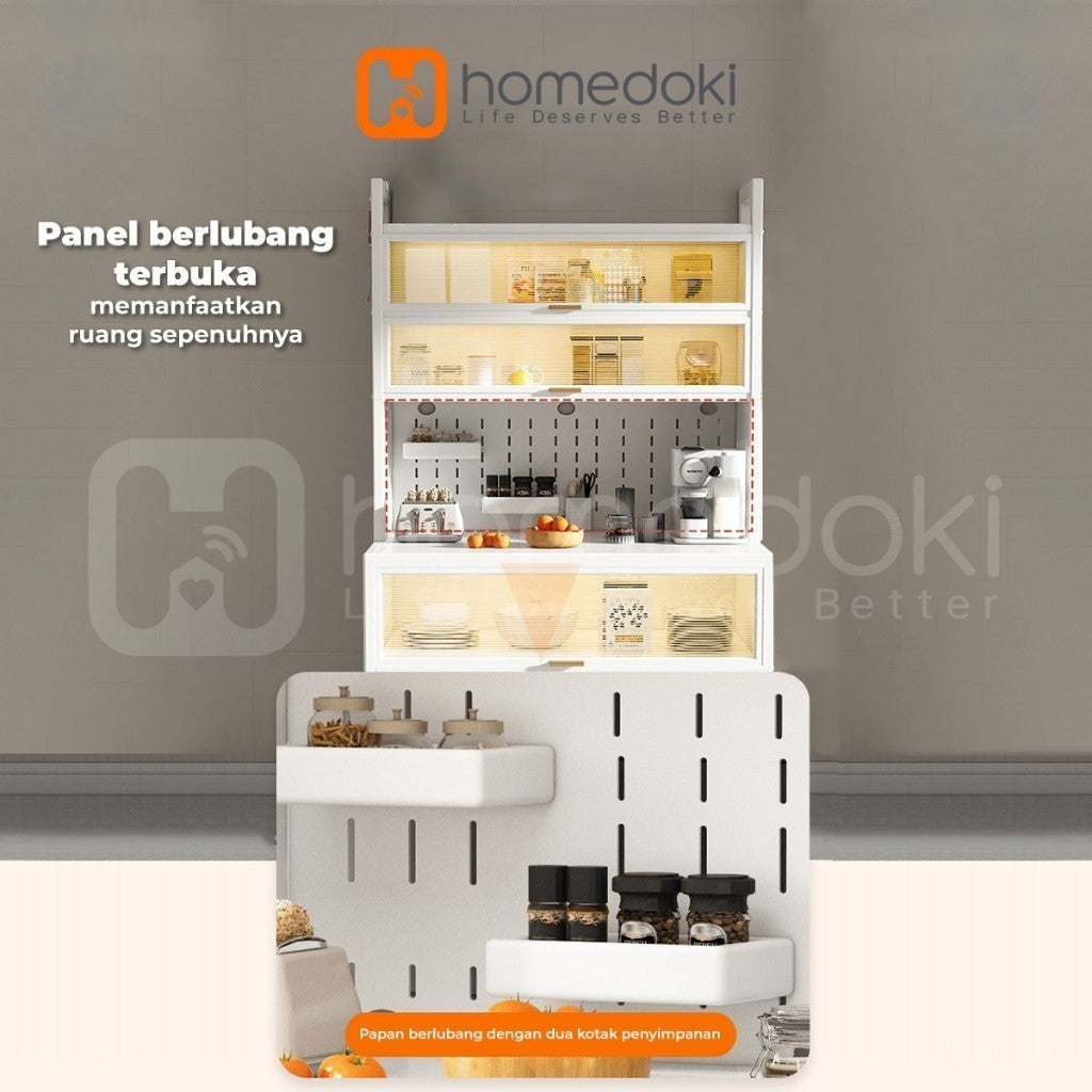 Pekanbaru Homedoki Lemari Dapur Minimalis/Rak Dapur/Lemari Piring/Rak Dapur Serbaguna/Rak Penyimpanan Dapur/Rak Piring Oven Microwave