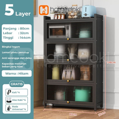 Pekanbaru Homedoki Lemari Dapur Minimalis/Rak Dapur/Lemari Piring/Rak Dapur Serbaguna/Rak Penyimpanan Dapur/Rak Piring Oven Microwave