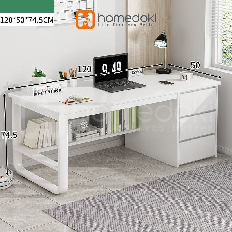 Pekanbaru Homedoki Meja Kantor/Meja Komputer/Meja Kantor Dengan Laci/Meja Kerja Minimalis/120Cm Meja Belajar
