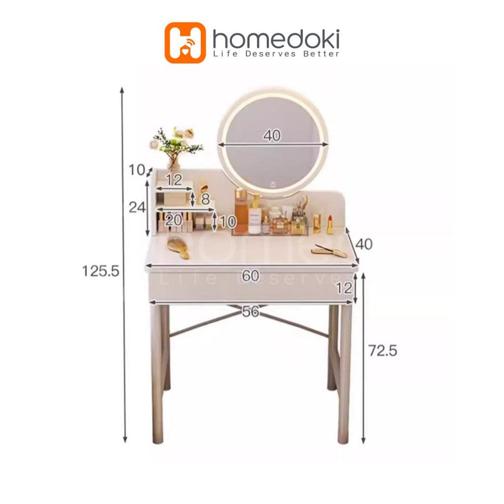 Pekanbaru Homedoki Meja Rias Minimalis/Meja Rias Led/Meja Rias Lampu/Meja Rias Aesthetic/Meja Rias Sliding/Meja Make Up
