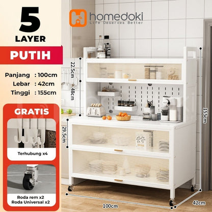Pekanbaru Homedoki Lemari Dapur Minimalis/Rak Dapur/Lemari Piring/Rak Dapur Serbaguna/Rak Penyimpanan Dapur/Rak Piring Oven Microwave
