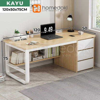 Pekanbaru Homedoki Meja Kantor/Meja Komputer/Meja Kantor Dengan Laci/Meja Kerja Minimalis/120Cm Meja Belajar