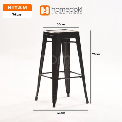 Pekanbaru Homedoki  Kursi Bar Besi/Kursi Makan/ Kursi Persegi Tinggi / Kursi Outdoor