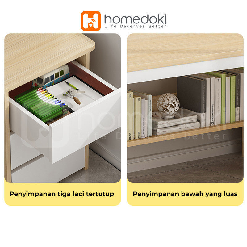 Pekanbaru Homedoki Meja Kantor/Meja Komputer/Meja Kantor Dengan Laci/Meja Kerja Minimalis/120Cm Meja Belajar