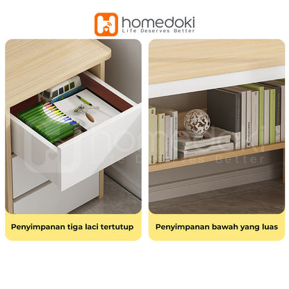 Pekanbaru Homedoki Meja Kantor/Meja Komputer/Meja Kantor Dengan Laci/Meja Kerja Minimalis/120Cm Meja Belajar
