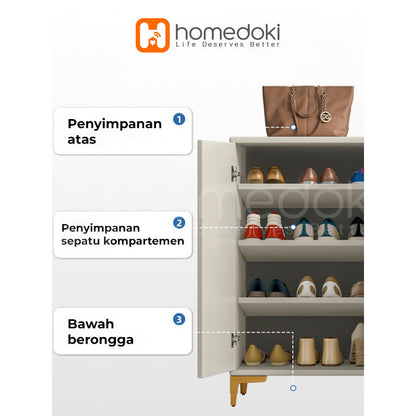 Pekanbaru Homedoki Rak Sepatu / Lemari Sepatu Kayu /  Lemari Kabinet Kayu Minimalis / Rak Sepatu Putih / Shoes Cabinet