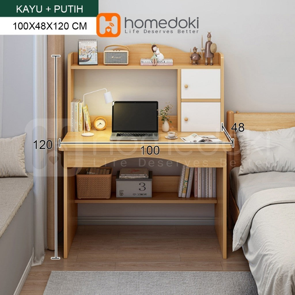 Pekanbaru Homedoki Meja Belajar/Meja Belajar Anak/Meja Belajar Minimalis/Meja Belajar Aesthetic/Meja Rias Putih