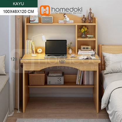 Pekanbaru Homedoki Meja Belajar/Meja Belajar Anak/Meja Belajar Minimalis/Meja Belajar Aesthetic/Meja Rias Putih