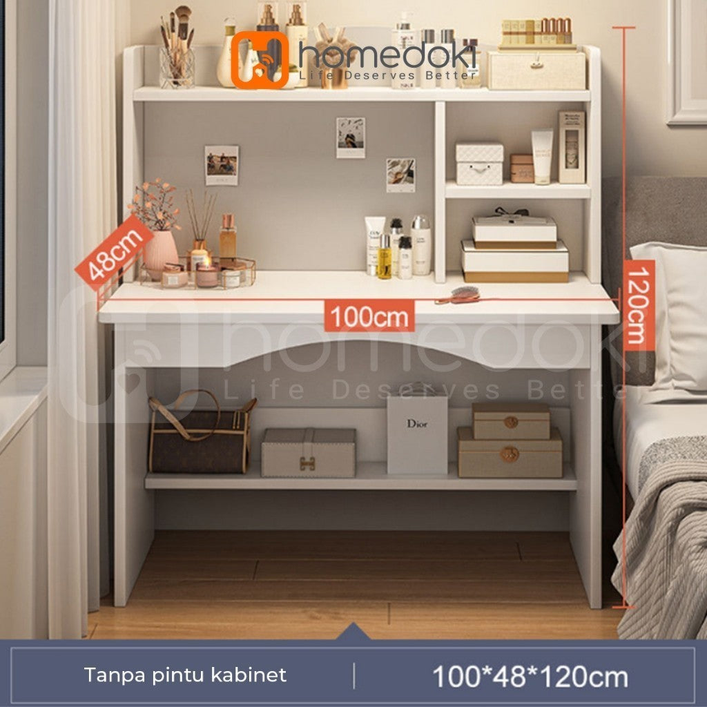 Pekanbaru Homedoki Meja Belajar/Meja Belajar Anak/Meja Belajar Minimalis/Meja Belajar Aesthetic/Meja Rias Putih