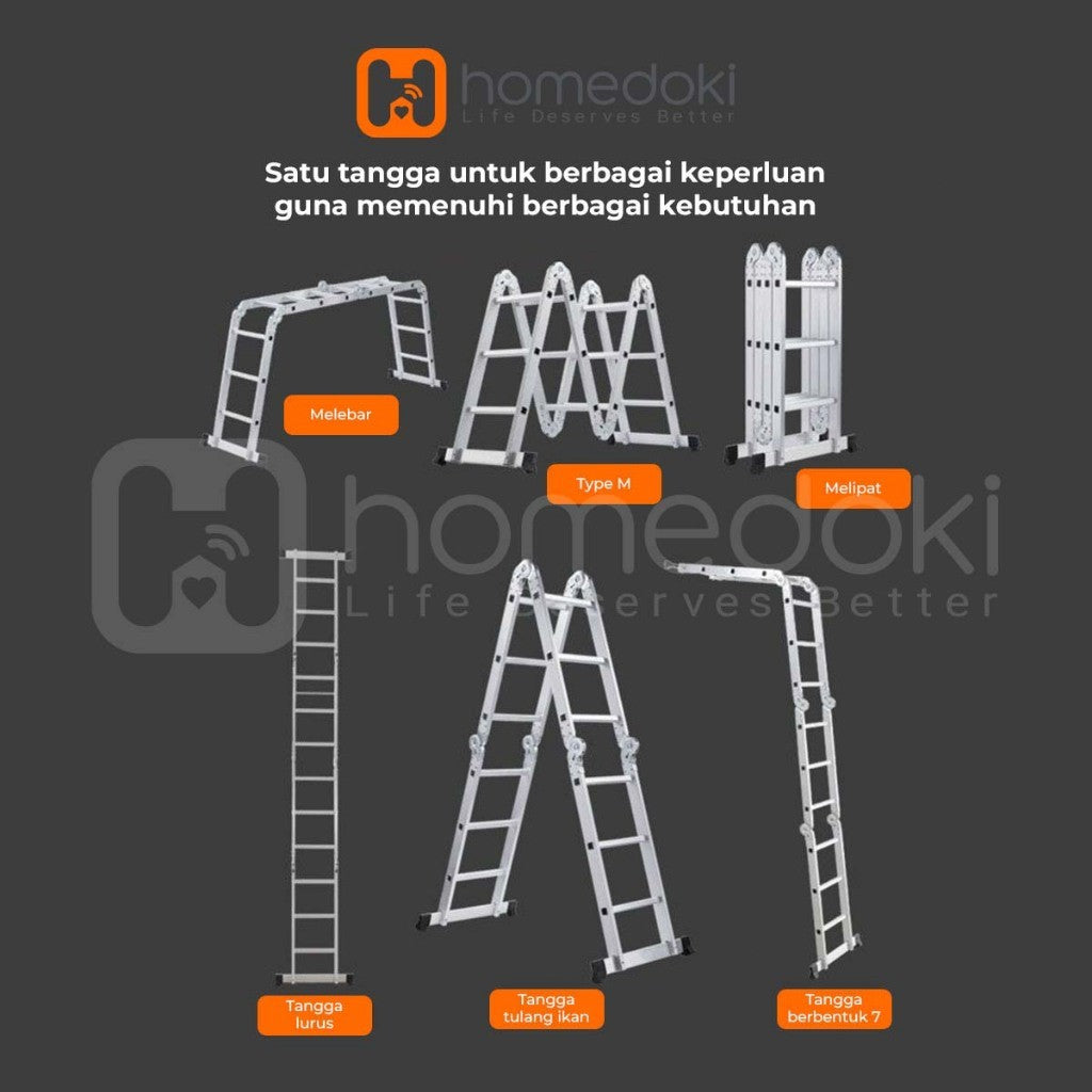 Pekanbaru Homedoki Tangga Lipat Aluminium/Tangga Besi/Tangga Lipat/Tangga 9/10/11/12 Steps