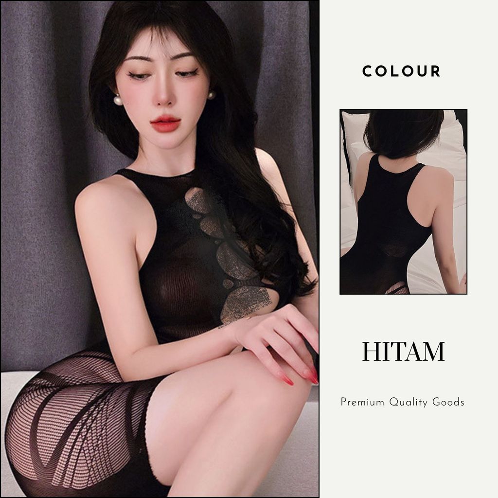 Pekanbaru Lingerie Dress Bodysuit D 183 Sobek Tangan Menggoda Pakaian Jala Transparan