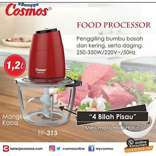 Pekanbaru Cosmos Food Processor 1.2L- Fp 313 Chopper Cosmos - Penggiling Bumbu Dan Daging