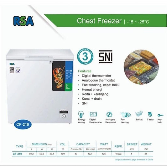 Pekanbaru Chest Freezer Rsa 200L Cf-210 / Frizer
