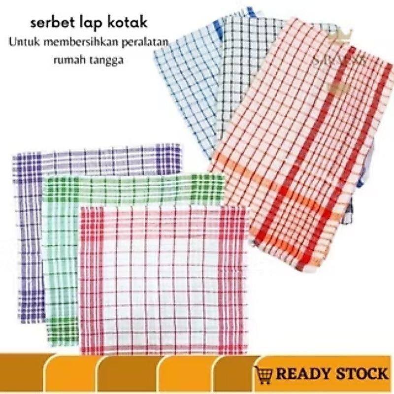 Pekanbaru Kain Lap Serbet Satuan - Lap Dapur Kotak Kotak - Lap Piring Serbaguna - Serbet Lap
