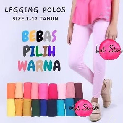 Pekanbaru Legging Anak Polos Spandek Usia 1-12 Tahun Murah  | Lejing Anak Premium