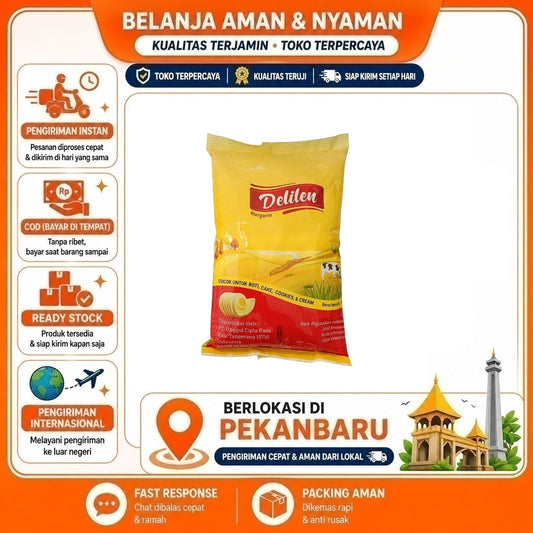 Pekanbaru 1 kg Delilen Margarin Cocok Untuk Roti, Kue, Cake, Biskuit, Cookies, & Cream Krim