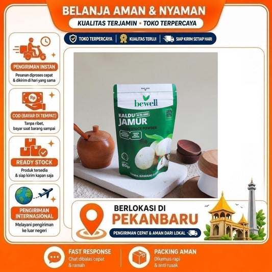 Pekanbaru 80 Gram Bewell Kaldu Jamur Vegan Tanpa Bawang & GMO No MSG Added Mushroom Powder 80g