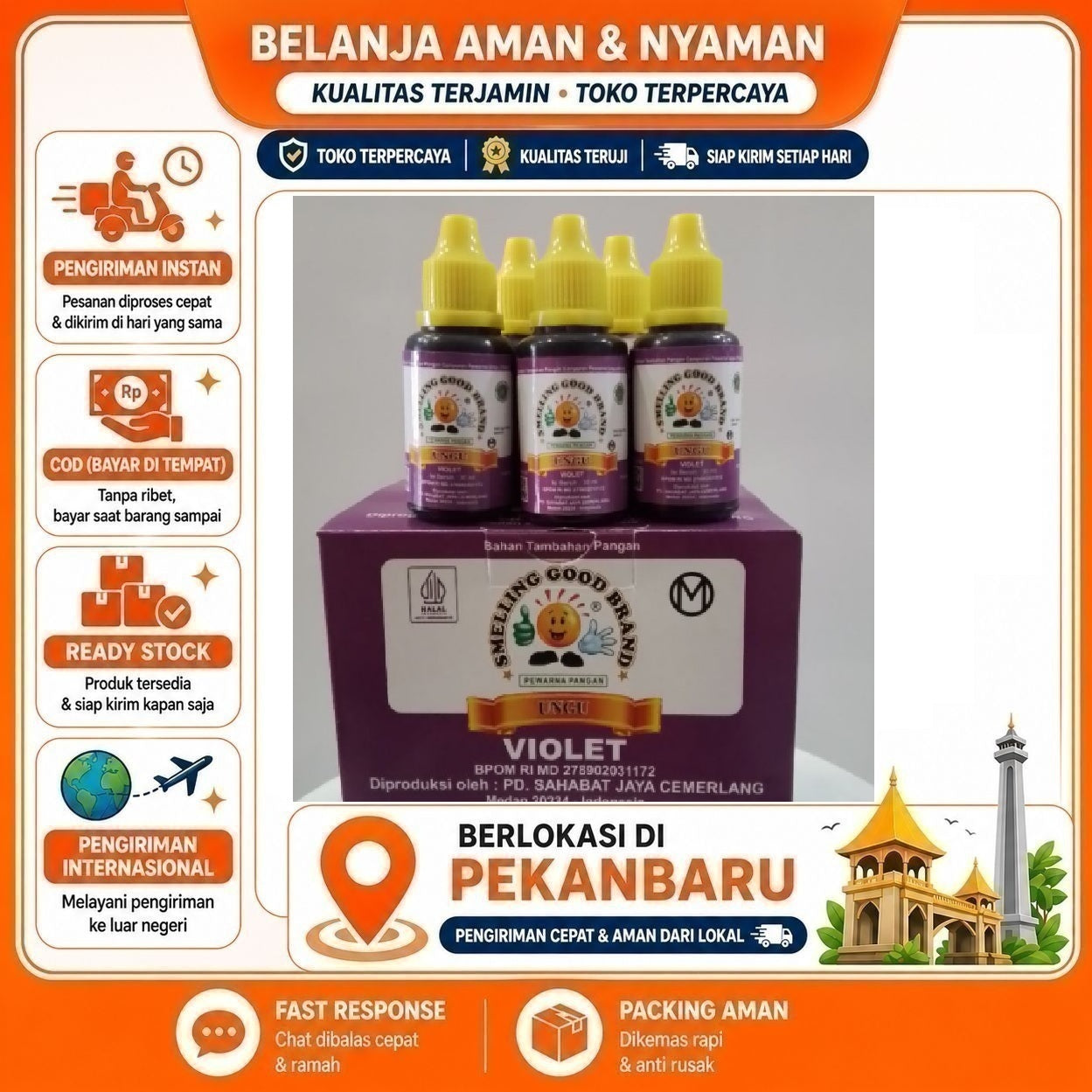 Pekanbaru 30ml Smelling Good Brand Pewarna Pangan Ungu Violet Halal Campuran Makanan Kue Cake