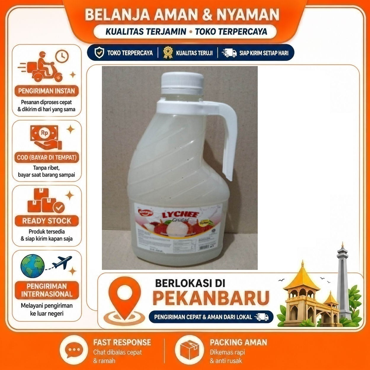 Pekanbaru 2 Liter Naraya Lychee Cordial Syrup Konsentrat Minuman Sirup Rasa Buah Leci Halal