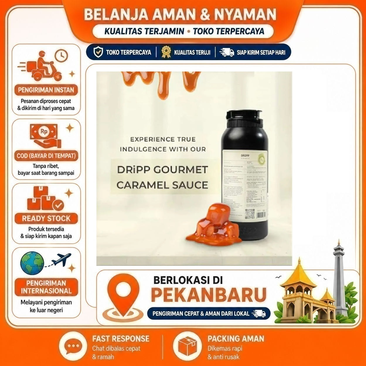 Pekanbaru 500ml Dripp Gourmet Saus Karamel Caramel Sauce Bahan Campuran Minuman Cafe Mix Drink