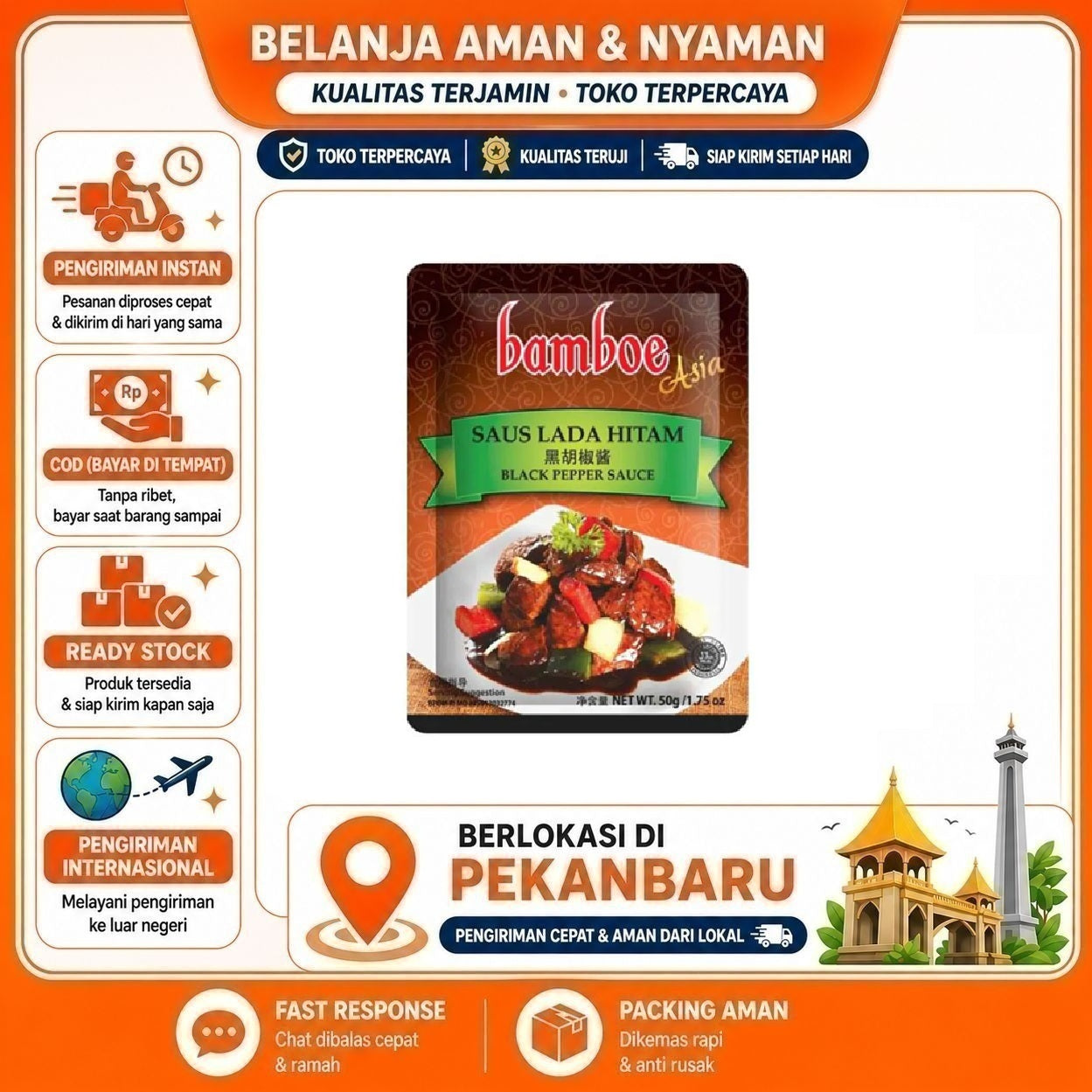 Pekanbaru 50 Gram Bamboe Saus Lada Hitam Spice Mix For Black Pepper Sauce Bumbu Masak Instan