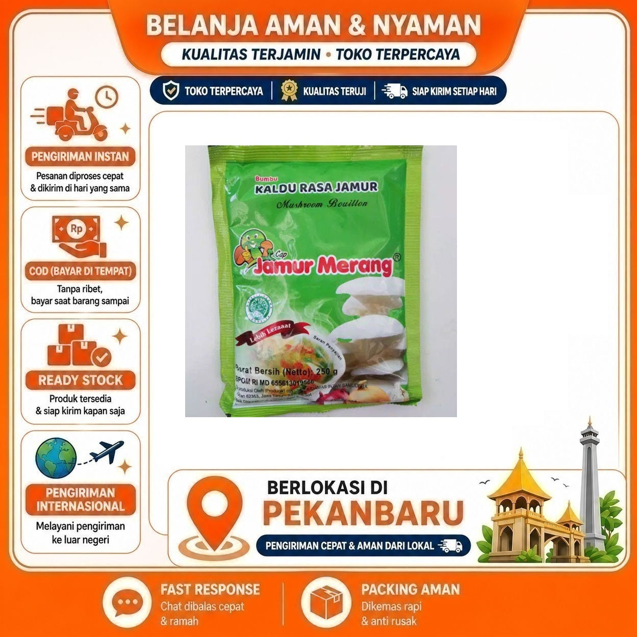 Pekanbaru 250 Gram Bumbu Kaldu Jamur Cap Merang Bebas MSG Free Halal Pilihan Sehat Masakan