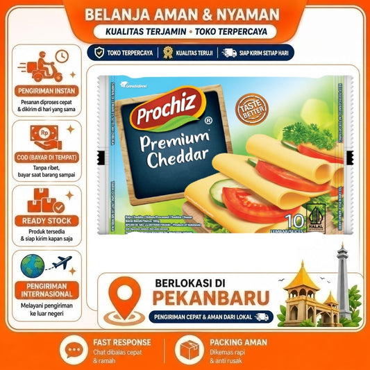 Pekanbaru 10 Lembar Prochiz Premium Cheddar Cheese Processed Taste Better Keju Cedar Pekanbaru