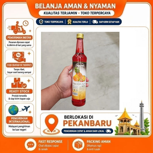 Pekanbaru 460ml Marjan Boudoin Fruit Punch Sirup Minuman Mix Drink Syrup Kemasan Botol Halal