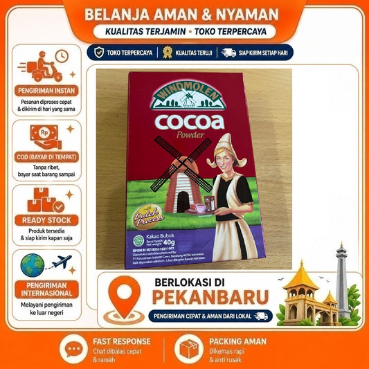 Pekanbaru 40 gr Windmolen Cocoa Powder Bubuk Kakao Serbaguna Bahan Kue Cake Minuman Cokelat