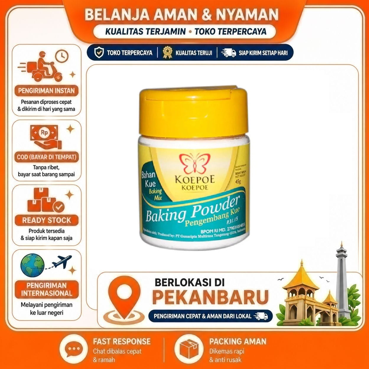 Pekanbaru Koepoe Koepoe Baking Powder 45g - Pengembang Kue Praktis Baking Mix Bahan Kue Halal