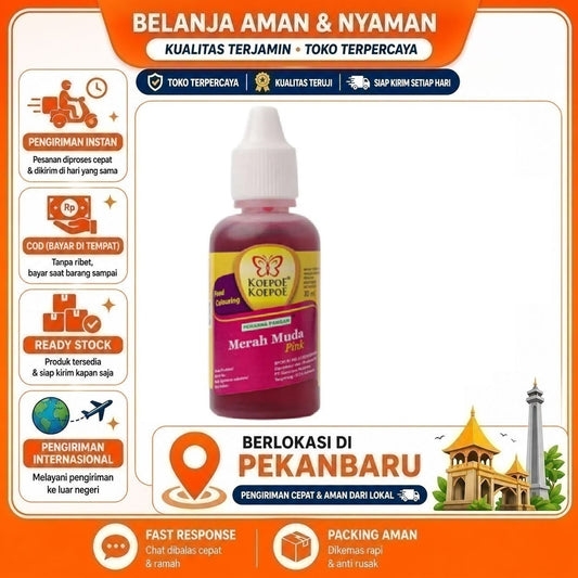 Pekanbaru 30ml Koepoe Koepoe Pewarna Makanan Merah Muda Pink Bahan Kue Cake Mix Food Halal