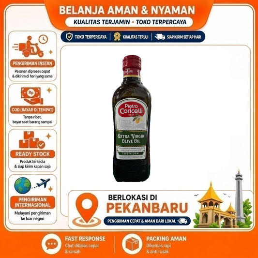 Pekanbaru 500ml Pietro Coricelli Extra Virgin Olive Oil Minyak Zaitun Kemasan Botol Serbaguna